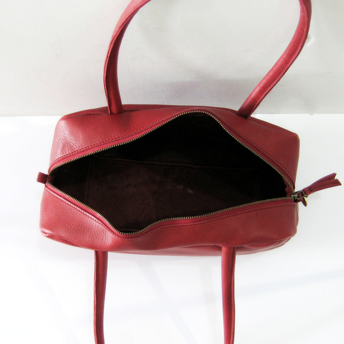 スモールボストン ボルドー 本革製 ボストンバッグ ボストンバッグ