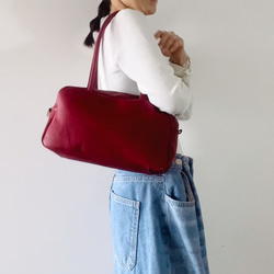 レザレクション　RED ボストンバッグ オレンジ レザーハンドバッグ ボストン型 - メルカリ