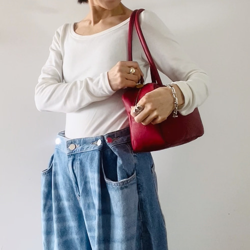 スモールボストン ボルドー 本革製 ボストンバッグ ボストンバッグ