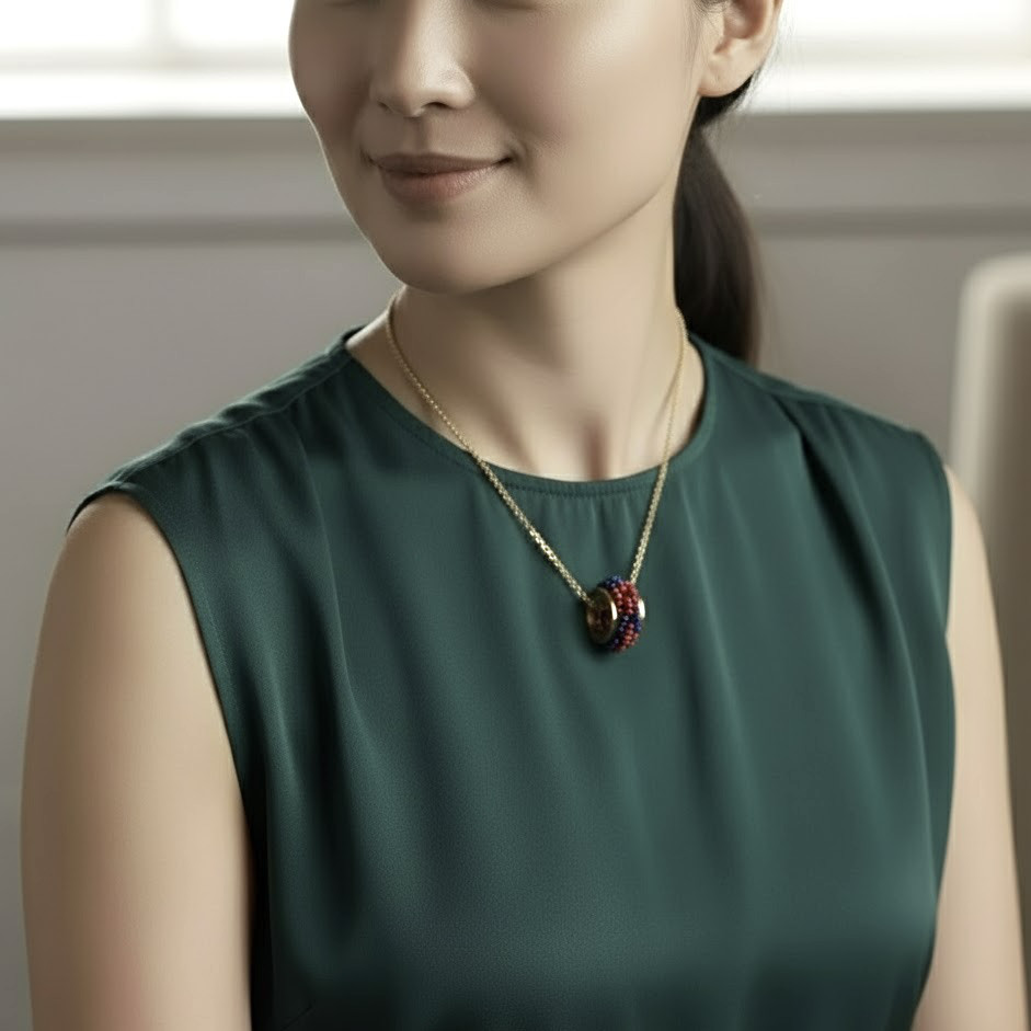 ミミール・カー  ペンダント（ミックス系）２カラー(レッド系&ブラック系)　l-bdze063n