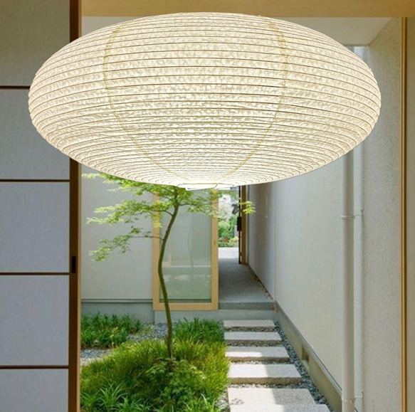 岐阜径45㎝楕円落水和紙提灯ペンダント照明1灯付きストレート