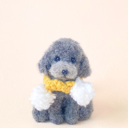 トイプードル（シルバー グレー）の羊毛フェルト 犬 羊毛フェルト chai