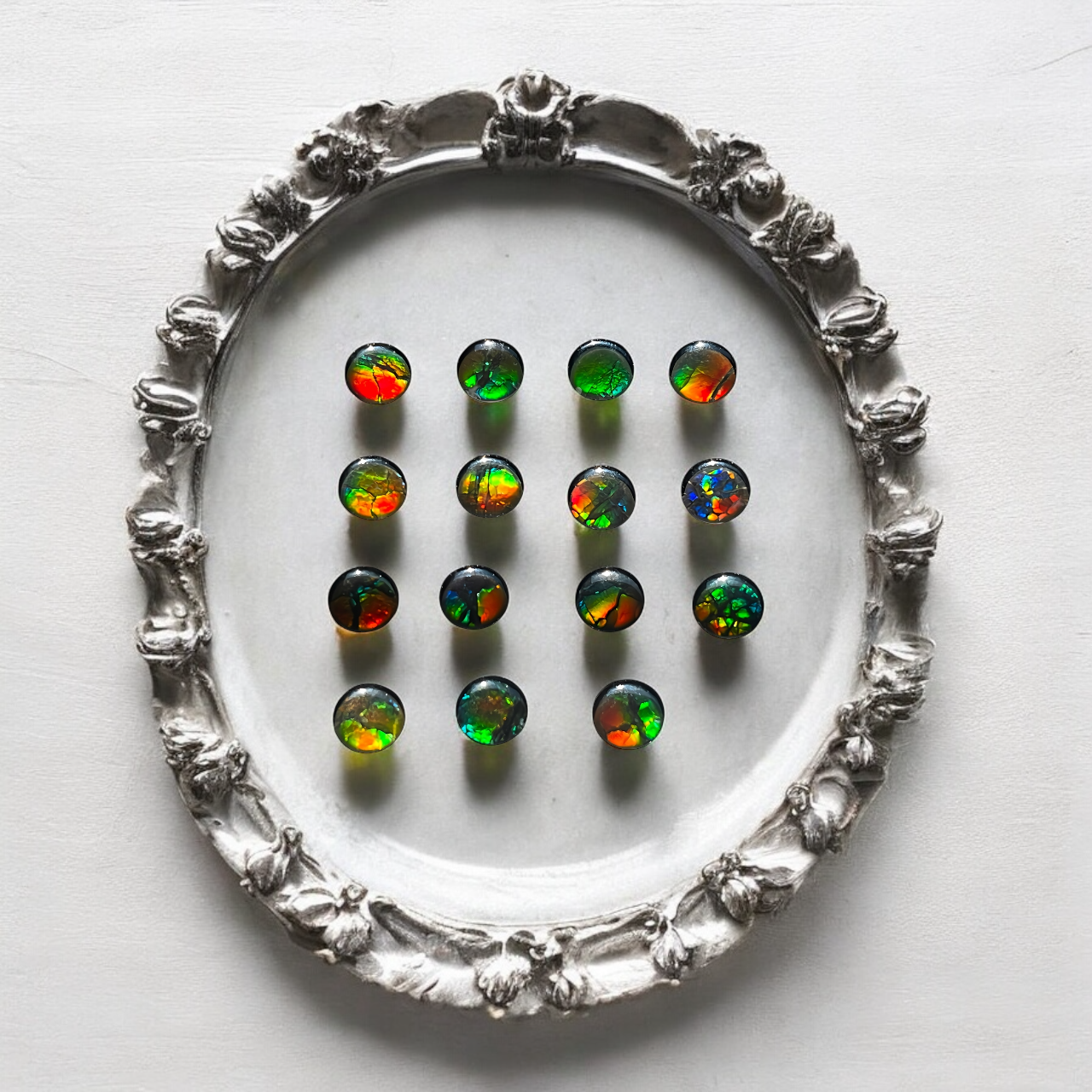 天然石 宝石 アンモライト（Ammolite）トリプレットルース ラウンド AMRO7mm A～H 選択下さい