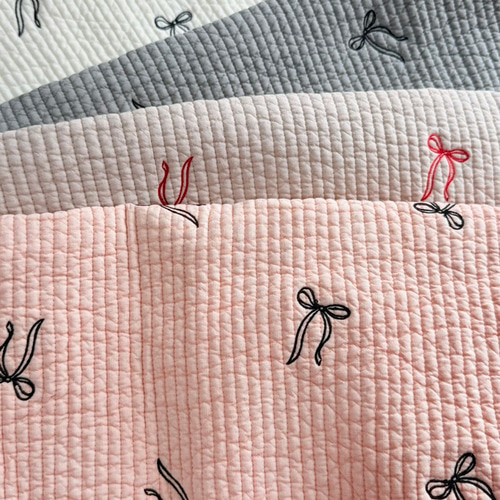 グレー ヌビ 刺繍 リボン柄 シンプル ガーリー おしゃれ ナチュラル