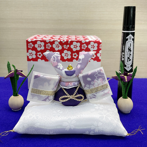 五月人形【透彩 兜飾り ゆかり色 ＆花菖蒲一対 おザブ付き】ちりめん