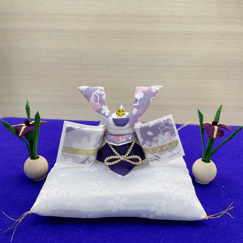 五月人形【透彩 兜飾り ゆかり色 ＆花菖蒲一対 おザブ付き】ちりめん