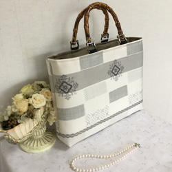 ハンドメイド・リメイク帯・トートバック・大きめ・合皮持ち手