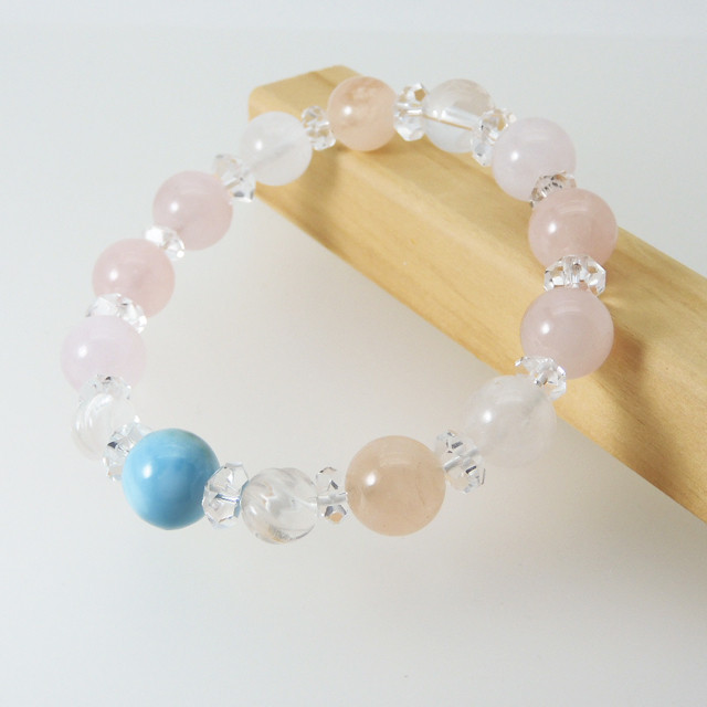 焦らずゆっくりと愛情を育てる＊ラリマー モルガナイト 蝶恋花 ブレスレット J-18