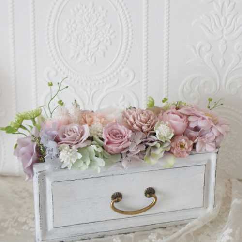 ホワイト造花アレンジメント3個セット 3タイプから選べるアーティフィシャルフラワーアレンジ プレート