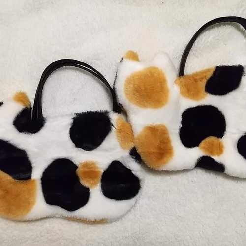 三毛猫ネコバッグ＊エコファー トートバッグ 豆ねこ 通販 19014865