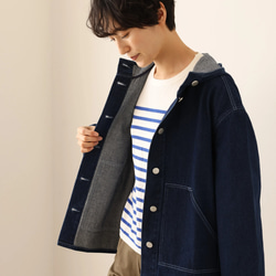 ★サンプルセール　1点のみ★2000円オフ★着回し力が高いデニムジャケット　フード付きアウター　コットン(135) 4枚目の画像
