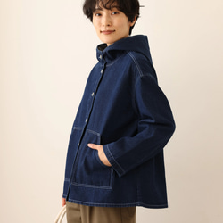 ★サンプルセール　1点のみ★2000円オフ★着回し力が高いデニムジャケット　フード付きアウター　コットン(135) 6枚目の画像