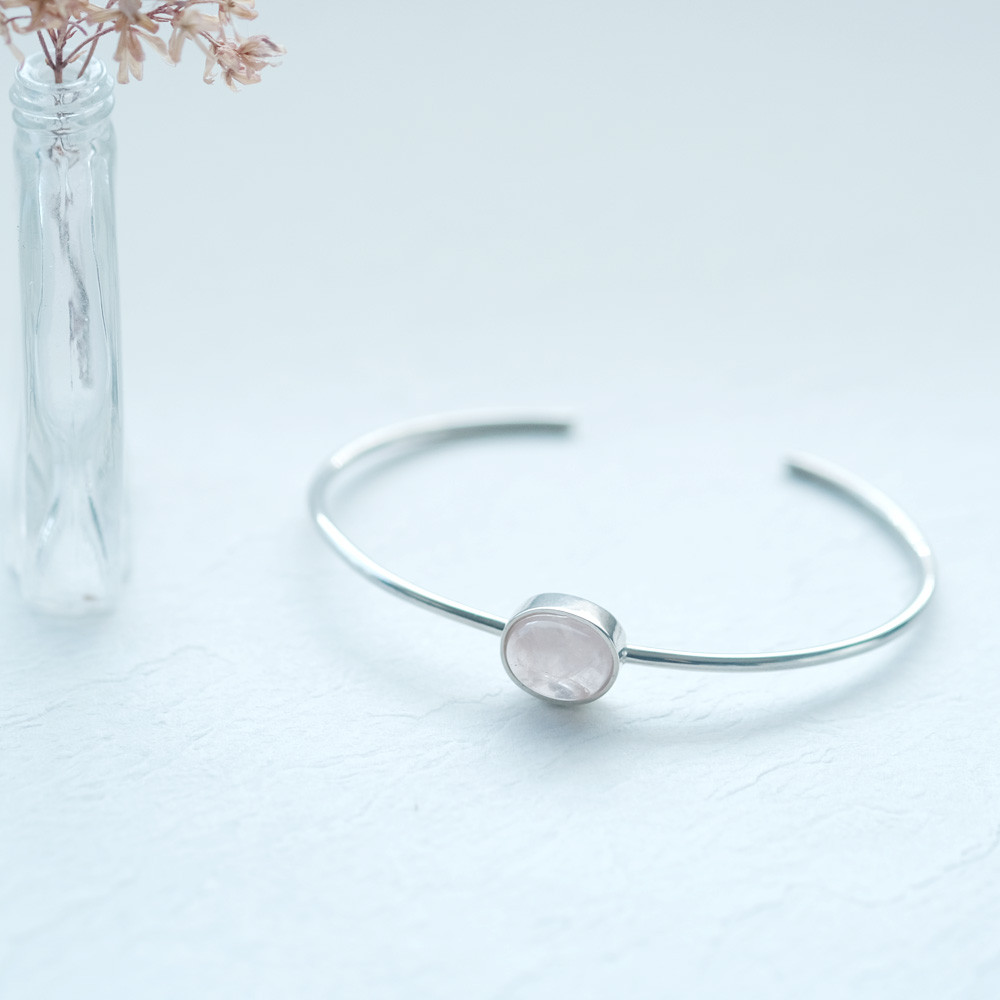 ピンク ローズクォーツ 天然石 バングル シルバー925 13,608円
