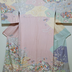 送料無料 着物リメイク 浴衣 鯉 柿渋染 もんぺ バルーン ワイド