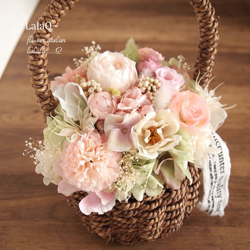 プリザーブドフラワー バスケットアレンジメント 結婚式使用 プリザーブドフラワー】バスケット アレンジメント yellow