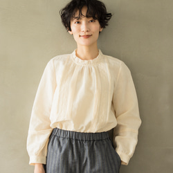 ★サンプルセール　1点のみ★3600円オフ★ブラウス　リネン ブラウス　淡い黄色　240407-1(143) 7枚目の画像