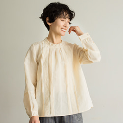 ★サンプルセール　1点のみ★3600円オフ★ブラウス　リネン ブラウス　淡い黄色　240407-1(143) 5枚目の画像