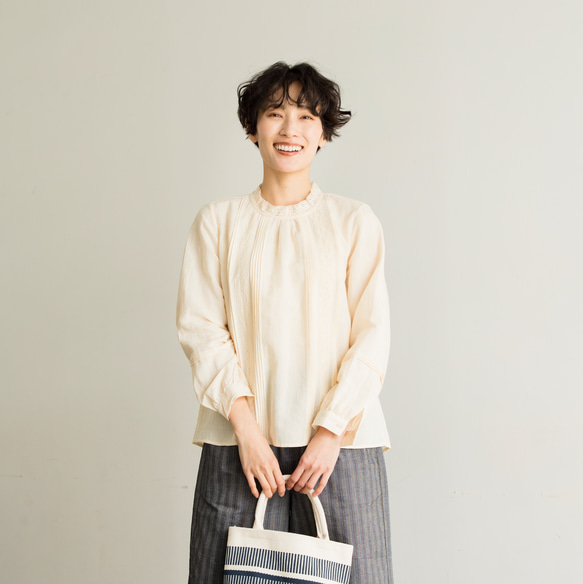 ★サンプルセール　1点のみ★3600円オフ★ブラウス　リネン ブラウス　淡い黄色　240407-1(143) 4枚目の画像
