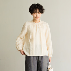 ★サンプルセール　1点のみ★3600円オフ★ブラウス　リネン ブラウス　淡い黄色　240407-1(143) 1枚目の画像