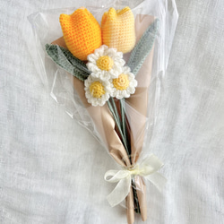 受注制作】ミモザ かすみ草 ブーケ 花束 枯れない花 毛糸