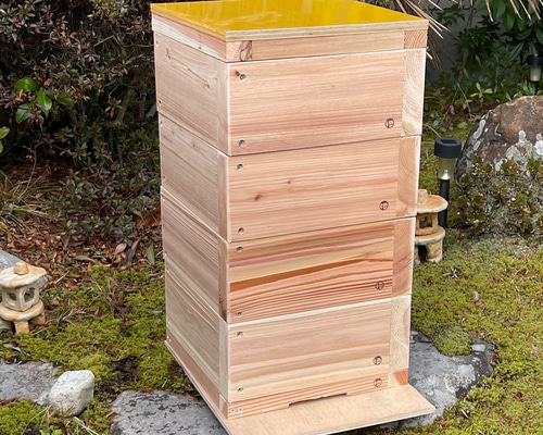 日本みつばち用 飼育箱 重箱式巣箱 待ち箱 4段 セット ハウス・小屋