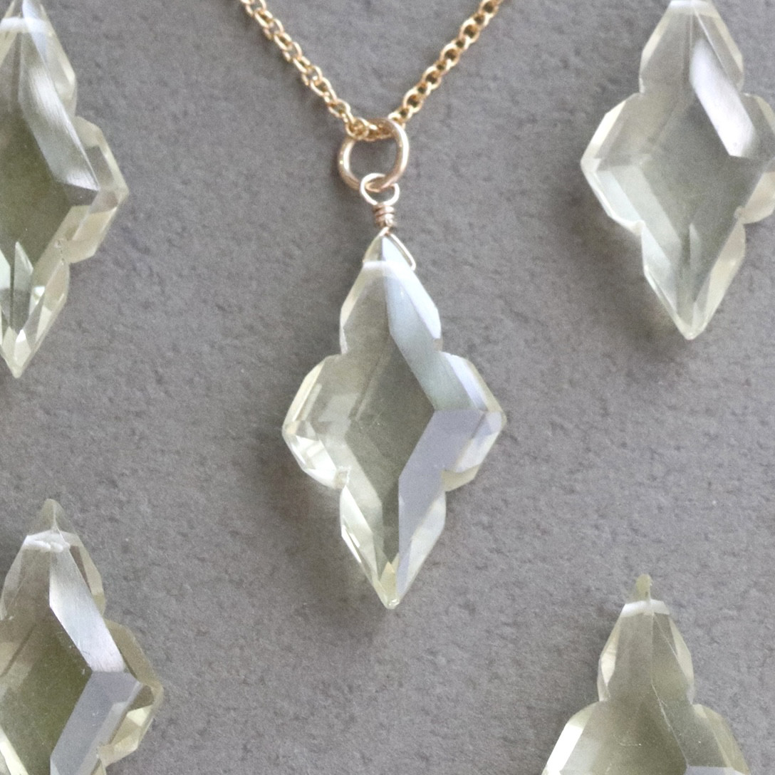 春色◆ 大粒 レモンクォーツ 一粒ネックレス 14Kgf アレルギー対応 --Lemon color--