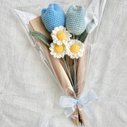 受注制作】ミモザ かすみ草 ブーケ 花束 枯れない花 毛糸