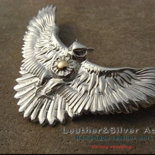 フクロウ ペンダントトップ ネックレス 手彫り シルバー925