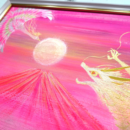 風水吉祥絵画＊幸せ空の龍と鳳凰～桃富士光雲海～豊かさ出世