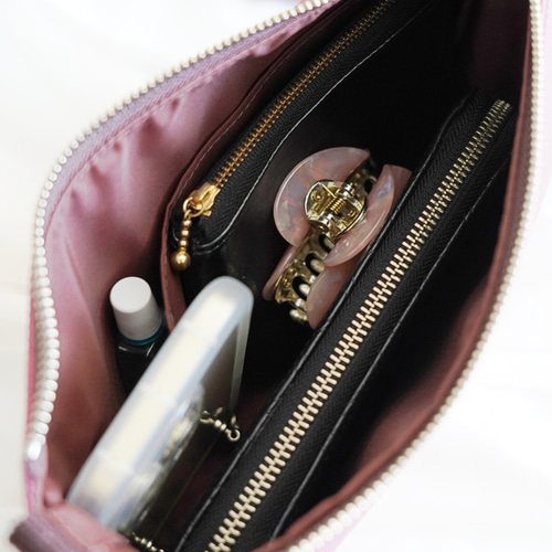 バッグとポーチの2点セット（大人くすみピンク）ミニショルダーバッグ