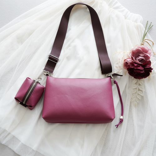 バッグとポーチの2点セット（大人くすみピンク）ミニショルダーバッグ