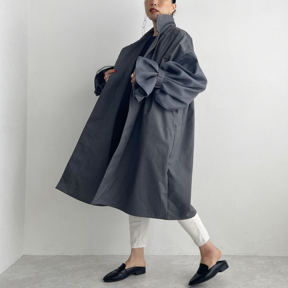 オーガンジーレイヤードスリーブコート(グレー) 1枚目の画像