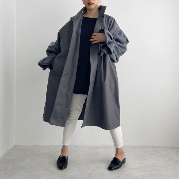 オーガンジーレイヤードスリーブコート(グレー) 6枚目の画像
