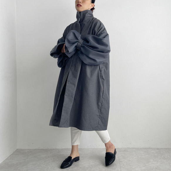 オーガンジーレイヤードスリーブコート(グレー) 10枚目の画像