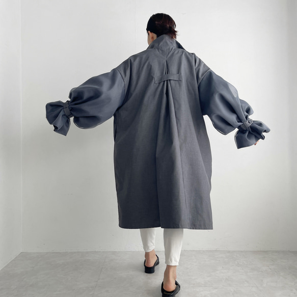 オーガンジーレイヤードスリーブコート(グレー) 4枚目の画像