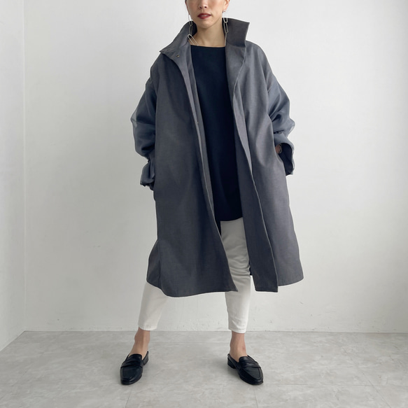 オーガンジーレイヤードスリーブコート(グレー) 3枚目の画像