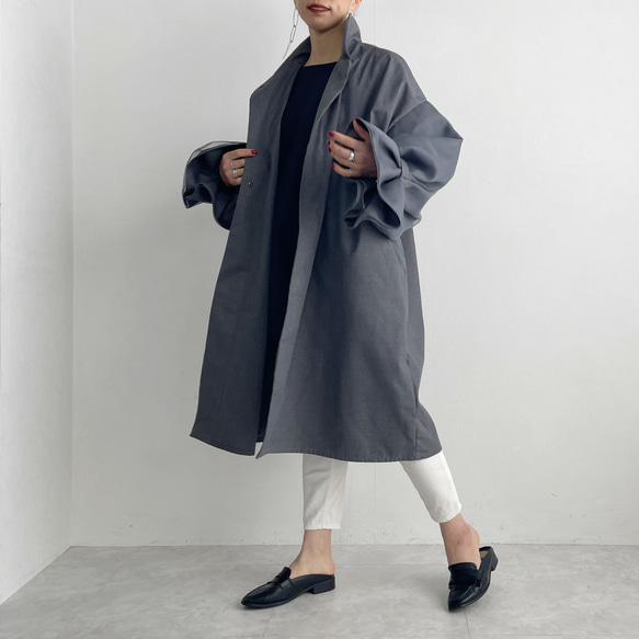 オーガンジーレイヤードスリーブコート(グレー) 5枚目の画像