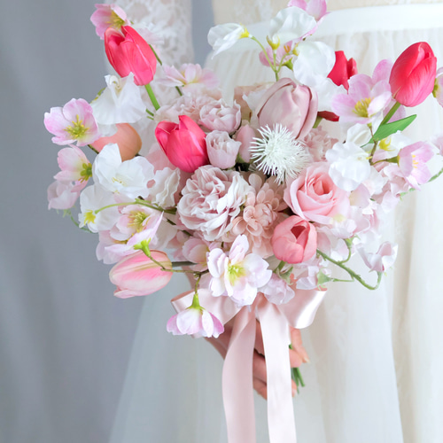 即納品可能】チューリップ＆スイートピー/韓国風ハート型ウエディング