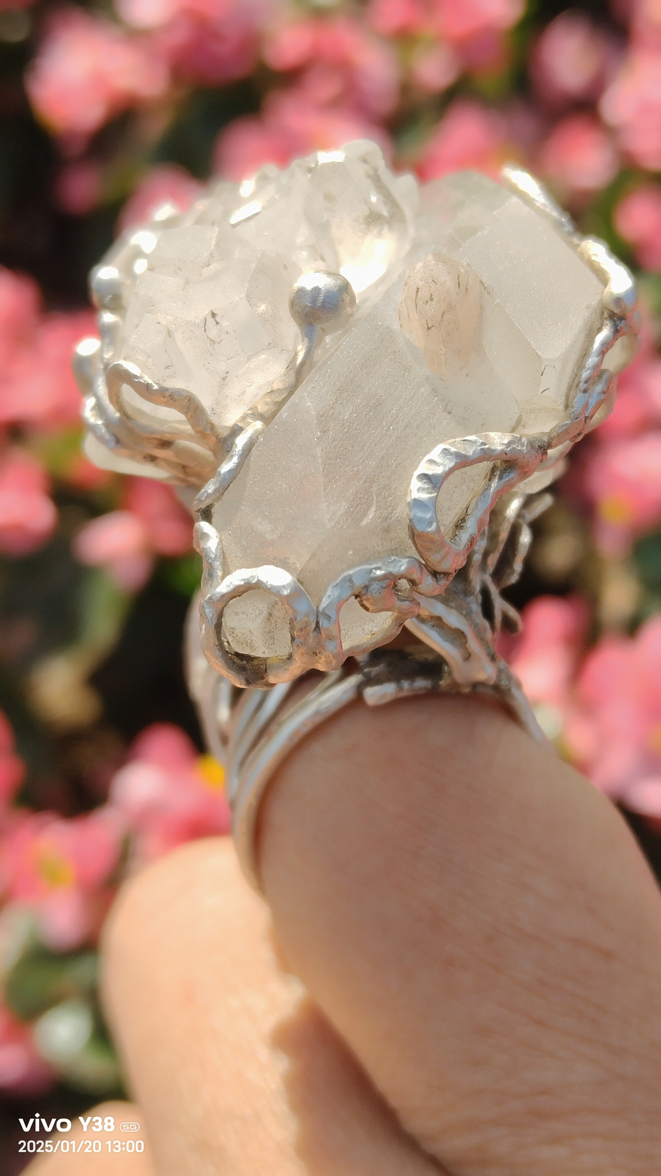 アポフィライト ミネラル シルバー リング