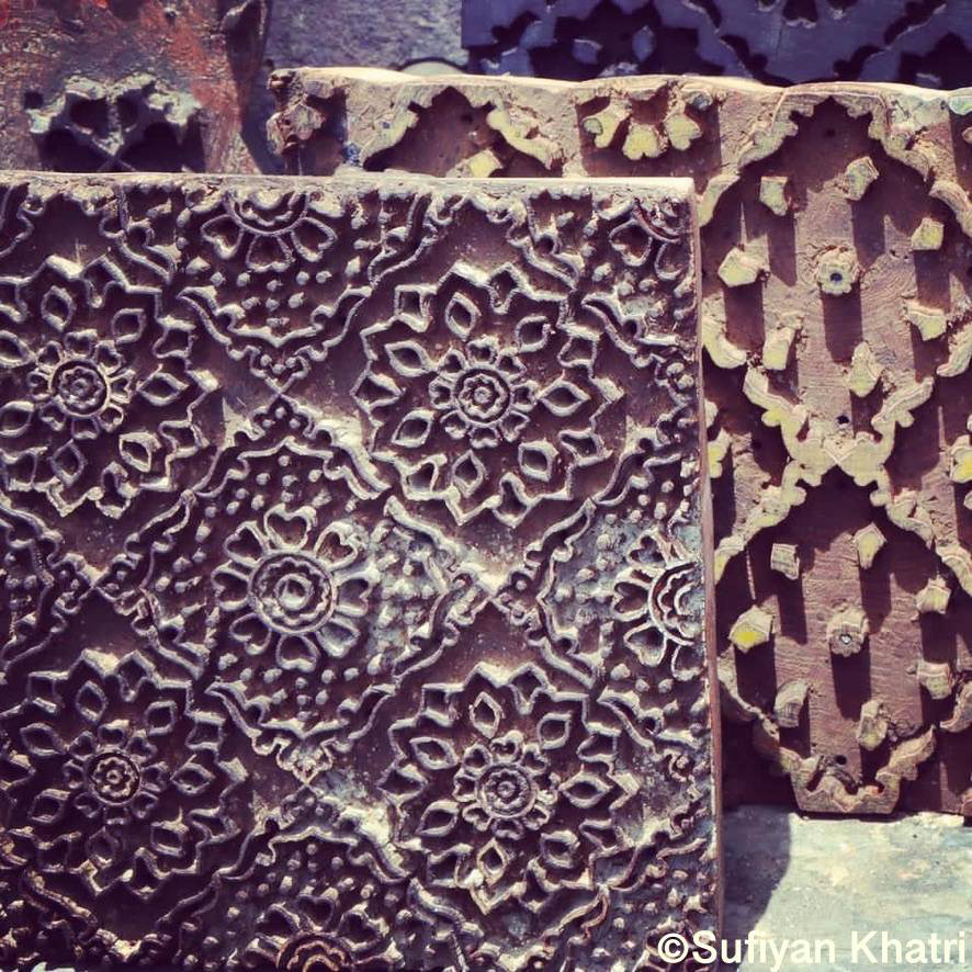 アジュラクプリント　シルクストール　ブロックプリント　インド　カッチ