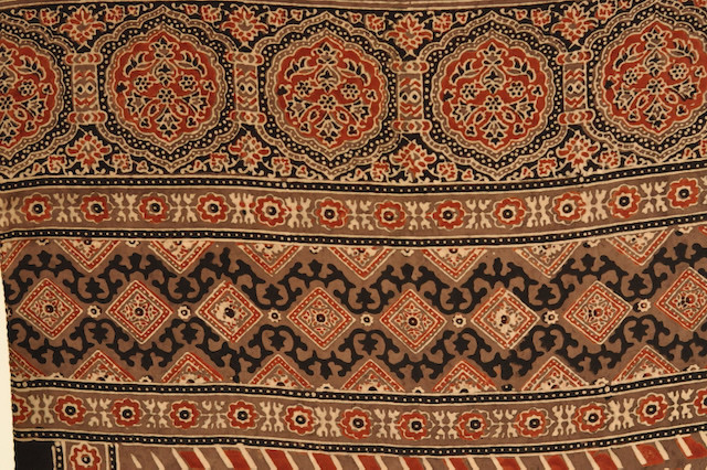 アジュラクプリント　シルクストール　ブロックプリント　インド　カッチ