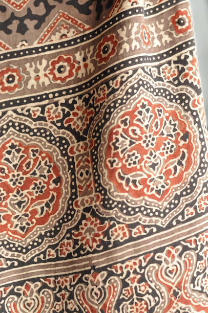 アジュラクプリント　シルクストール　ブロックプリント　インド　カッチ