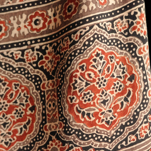 アジュラクプリント　シルクストール　ブロックプリント　インド　カッチ