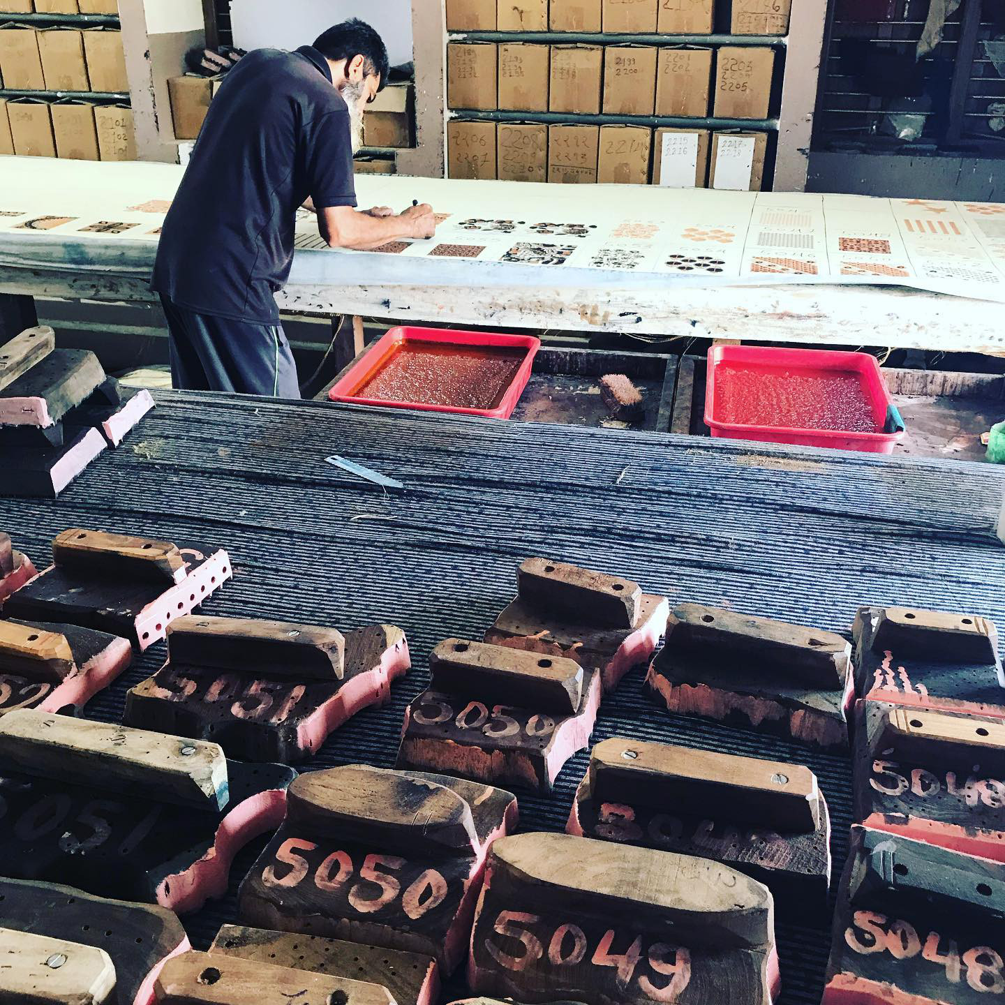 アジュラクプリント　シルクストール　ブロックプリント　インド　カッチ