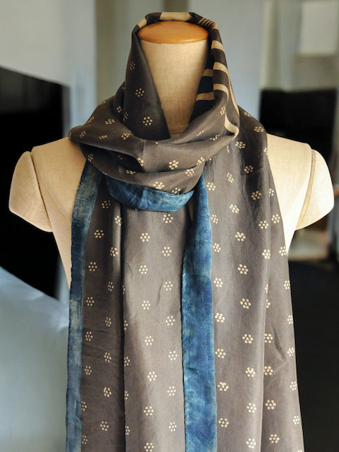 アジュラクプリント　シルクストール　ブロックプリント　インド　カッチ