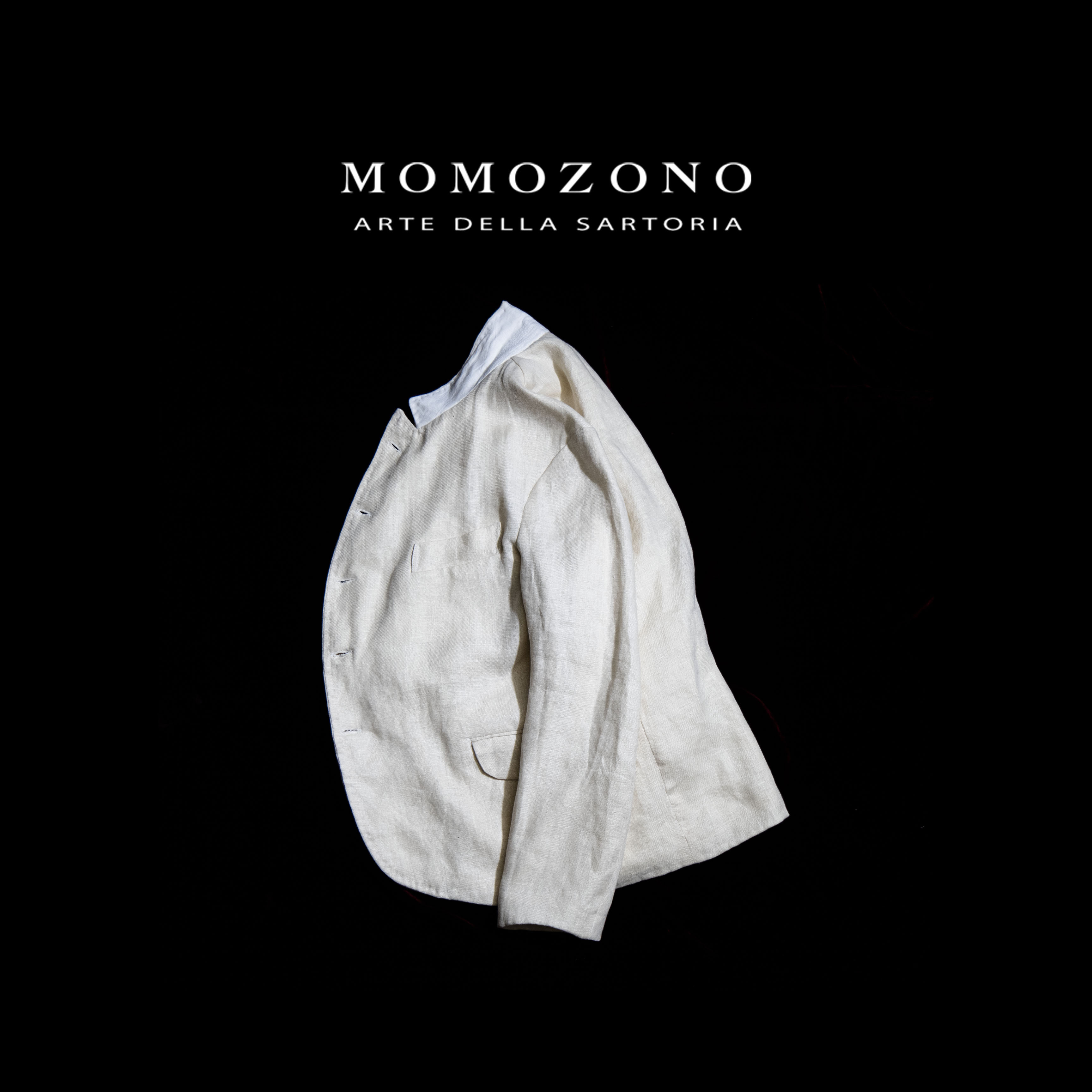 オフホワイト、イタリア製デッドストック厚地リネン、テーラードジャケット裏地付き、サンプル商品サイズS