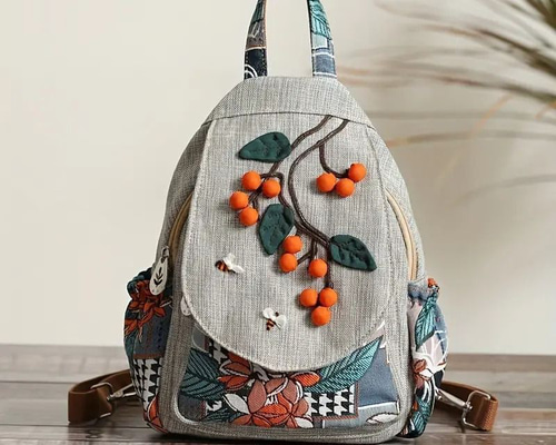 楽天市場】Ripple ZAKKA 帆布×合皮 刺繍 リュック 竹 和柄 刺繍