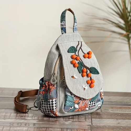 花柄刺繍のキャンバスハンドバッグ Amazon | WADORN DIY刺繍キャンバスバッグキット、花柄入り