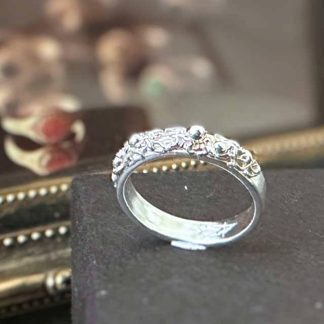 ピンキーリング シルバー 指輪 レディース 太め ごつめ シンプル 2号 3号 4号 5号 P0005 /平打ちもじゃ