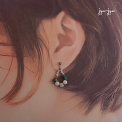 beads earrings ＊ White natural Howlite turquoise 5枚目の画像